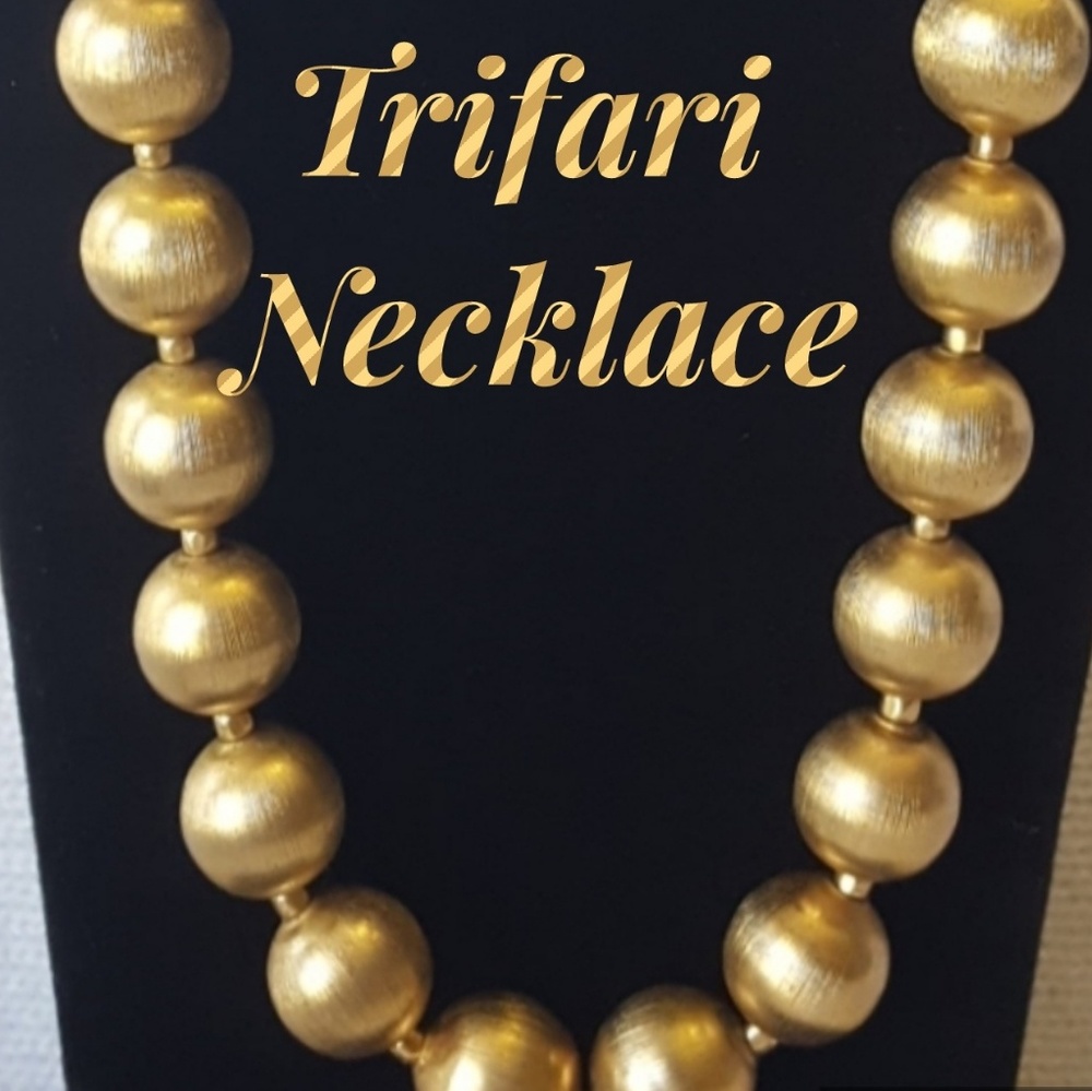 Vintage Trifari Gold Bead Necklace